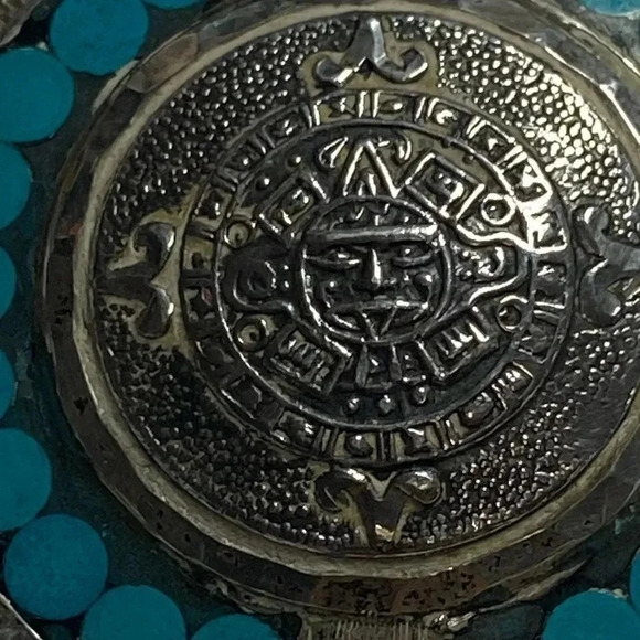 STERLING SILVER & TURQUOISE NECKLACE/BROOCH. MEXICO. - Picture 6 of 9